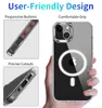 For iPhone 15 Pro Max Case with MagSafe Strong Magnet Non-Yellowing Magnetic Clear Slim Phone Case Bumper Thin Cover for 14 Plus 13 12 Mini