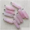 Charms Wholesale Amethyst Natural Rose Quartz White Crystal Fluorite Labradorite Stone Pillar Pendant For Jewelry Making 39Mmx10Mm D Dh5Z6