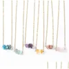 Hanger Kettingen Natuurlijke 5-10Mm Quartz Stone Reiki Healing Crystal Chakra Ketting Voor Vrouwen Sieraden Drop Levering Hangers Dhskh