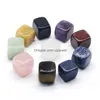 Stone Polished Square Block Ornament Reiki Healing Chakra Natural Bead Palm Quartz Mineral Crystal Tumbled Gemstones Hand Piece Home Dhrez