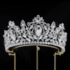 Barokke Groene Bue Rode Kristallen Tiara Kroon Voor Vrouwen Meisjes Bruiloft Vintage Bruidskroon Haar Jurk Sieraden