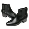 New Chelsea Boots Menshoe Fashion High-Heal High-Heel 6cm 모터 사이클 발목 부츠 스퀘어 발가락 하이 탑 Zip 캐주얼 비즈니스 웨딩 드레스 신발