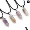 Anhänger Halsketten Naturstein Kristall Charms Sechsecksäule Amethyst Tigerauge Rosenquarz Großhandel Schmuck für Frauen Drop Delive Dhibr