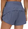 Damen lu-33 Yoga-Shorts, Hotty Hot Pants, Tasche, schnell trocknend, beschleunigt Sportkleidung, Sport-Outfit, atmungsaktiv, Fitness, hohe elastische Taille