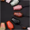Hänge halsband naturliga läkande sten kista form kristallenergi obsidian rose kvartsk snidade halsband smycken hantverk gåva drop de dhzkx