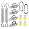 Gadgets d'extérieur Accessoires de voile d'ombrage 304 kit de quincaillerie en acier inoxydable panier de fleurs pad oeil mousqueton crochet de fixation vis argent 230701