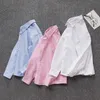 Suits Big Boys White Shirts Cotton Teenage School Boy Turndown Collar Bottoming Tops Spring Fall Clothes for Toddler Pink/blue Shirt