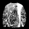 Sweats à capuche pour hommes Sweat à capuche imprimé en 3D The Great Tiger Tattoo Harajuku Mode Sport Sweat à capuche Printemps/Automne Veste décontractée DIY Pullover