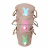 Other Festive Party Supplies Easter Linen Basket Double Handle Bunny Kids Jute Bucket Pink Green Blue Rabbit Storage Bag Drop Deli Dh5Wl