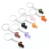 Key Rings 20Mm Mushroom Statue Chains Natural Stone Carved Charms Keychains Healing Crystal Keyrings For Women Men Drop Delivery Jewe Dhbh2