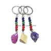 Keychains Lanyards Irregar Ore Stone Nyckelringar 7 Färger Chakra Pärlor Kedjor Gem Charms Healing Crystal Keyrings For Women Män släpper DHKBS