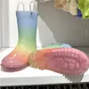 Stövlar Rainbow Children Rain Shoes Primary School Girl Baby Kindergarten Anti-halk Rain Boots Four Seasons Kids Water Shoes So114 230701