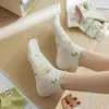 Femmes chaussettes mode japonais créatif fleur imprimer respirant couleur unie chaussette pantoufles bateau court bonneterie coton