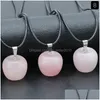 Hänge halsband naturliga kristall agat sten julafton äpple rose kvarts charm smycken tillverkning halsband droppleverans hänge dhivc
