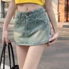 Юбки stsvzorr y2k ретро легкая джинсовая юбка женская весенняя и летние брюки с высокой талией Slim