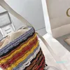 Mini-Designer-Strick-Beuteltasche, Grasgeflecht, Regenbogen-Umhängetaschen, Sonnenschein-Strandtasche