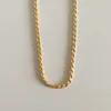 S925 Silver Twist Chain Fashion Gold Colour Rope Necklace Twisted Chain Hip Hop Choker