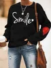 Moletons do moletons moletons de inverno Sweater de mangas compridas de manga longa de mulheres de pulôver feminino Sorria otimista no top 230701