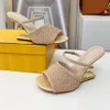 fashion Sculpted metallic heel high-heeled slippers Woven Lafite grass slippers Muilezels high heels open toes slip-on slides leather outsole sandals for women