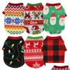 Vêtements pour chiens Style de Noël Sweat-shirt pour animaux de compagnie Père Noël Imprimé Vêtements pour petits chiens Polaire Chaud Chiot À Capuche Col Rond Chihuahua Gilet D Dh5Sw