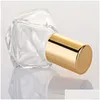 Packing Bottles 8Ml Mini Portable Polygonal Clear Glass Roller Bottle Travel Essential Oil Roll On With Stainless Steel Ball Gold Si Dhu01