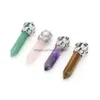 Charms naturlig sten chakra hexagon form pendum pendel rose kvartsläkning reiki crystal fynd för diy halsband kvinnor mode j dh496