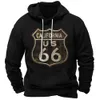 Erkek Hoodies Sweatshirts Sonbahar Vintage Hoodie Büyük Boyu Giyim Route 66 Bisiklet Ceket Sokak Moda Sweatshirt Erkekler için Uzun Kollu 230703