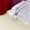 Ne jamais terminer la marque de luxe de luxe de luxe Colliers Pendants Colliers en acier inoxydable Double ring avec diamant Pendant Collier Perles de chaîne Bijoux Accessoires Cadeaux