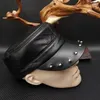 Berets Herren Mode Nieten Echtes Leder Militär Hut Frauen Casquette Flache Kappe Unisex Casual Baseball Mützen Gorro Einstellbar