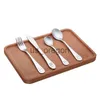 Dinnerware Sets 1Pcs Children Stainless Steel Cutlery Dinnerware Cute Cartoon Bear Kid Tableware Dining Lunch Western Spoon Fork Knife x0703