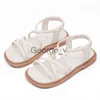 Sandalen Meisje Gecontracteerde Sandalen Kid's Fashion Beige Zwart Platte Sandalen Kinderen Comfortabele Sandalen 2023 Zomer Baby Romeinse Sandalen J230703