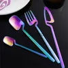 Dinnerware Sets Spoon Fork Cutlery Dessert Tableware Steak Knife Stainless Steel Curved Handle Hanging Cup Spoons Dinnerware Kitchen Accessories x0703