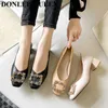 Chaussures habillées printemps mode talons carrés pompes chaussures femmes talon bas sans lacet mocassins peu profonds femme travail de bureau Zapatos Mujer grande taille 40 Z230703