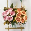 Fleurs séchées 27 cm belle pivoine artificielle en soie filée de haute qualité fausses fleurs pour la décoration de jardin de mariage en famille bricolage artisanat fait à la main