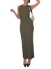 Casual Jurken Dames Haak Gebreid Mouwloos Slim Fit Potlood Lange Bodycon Dress Party Clubwear Beach Cover Up