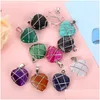 Pendant Necklaces Sier Color Wire Wrap Love Heart Shape Natural Stone Mixed Necklace Jewelry Accessories Making Wholesale Drop Deliv Dhybs