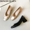 Chaussures habillées printemps mode talons carrés pompes chaussures femmes talon bas sans lacet mocassins peu profonds femme travail de bureau Zapatos Mujer grande taille 40 Z230703