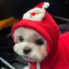 Roupas para cachorros lindas roupas de Papai Noel com capuz para animais de estimação poliéster para manter aquecido