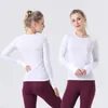 LLU-668 Lulemon 2.0 femmes tricot à manches longues Sport haut femmes entraînement T-Shirt Yoga col rond séchage rapide respirant élastique Fitness course chemise