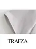 فستان من قطعتين Trafza Womens Summer Fashion Disual Street Wear Silver High Weist Slim Half Skirt Button Up Stirt Top Suit Female 230630