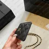 Fashion Classic Lady Mini Halter chain card bag Designer Rhombus Leather Chest Purses Card Bag And Wallet work card qwertyui879