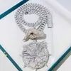 المصمم مجوهرات 13 مم رابط كوبي مخصص مصنوع من VVS D Color Moissanite Diamond Eagle قلادة بكفالة مخصصة يدوية