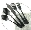 Dinnerware Sets Black Cutlery Set Stainless Steel Dinnerware Silverware Butter Steak Knife Fruit Dessert Fork Tea Spoon Flatware Tableware Set x0703