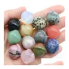 Stone Natural Crystal Mini Planet Ornaments Red Agate Rose Quartz Healing Reiki Gemstone Collection Flower Pot Home Decoration Drop Dhpyo