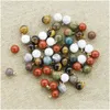 Charms 8Mm 10Mm Natural Stone Mticolor Ball Shape Gold For Necklace Earrings Pendant Diy Fashion Jewelry Making Drop Delivery Findin Dhw8V