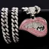 Collares colgantes Hip Hop Bite Forma de labio Rhinestones completos Collar de cadena cubana para hombres Mujeres Iced Out Zircon Tennis Punk Jewelry 230613