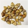 Stone 10mm naturlig triangel cabochon pärlor roskvarts turkosa stenar för reiki helande kristallprydnader halsband ringörar dhf5t