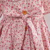 Vestidos de niña Vestidos de niña Niños Niñas Hecho a mano Smocked Floral Estampado de flores Vestidos Primavera Verano Niña pequeña Princesa Vintage Smock Dress Z230704