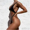 Stroje kąpielowe damskie damski jednoczęściowy strój kąpielowy damskie bikini do pływania Push Up Monokini seksowne stroje kąpielowe z dekoltem w serek Drop Delivery odzież damska Dhoft