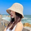 2022 Ny Hollow Bucket Hat Women Streetwear Outdoor Travel Cap Beach Sunscreen Fiske Fällbar justerbar Tweed Panama Chapeau